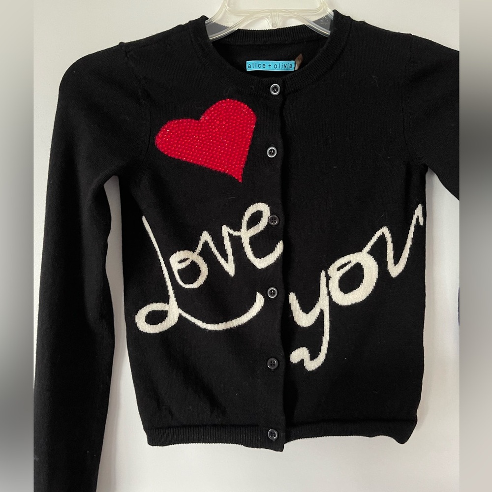 Alice + Olivia Black Love You Cardigan